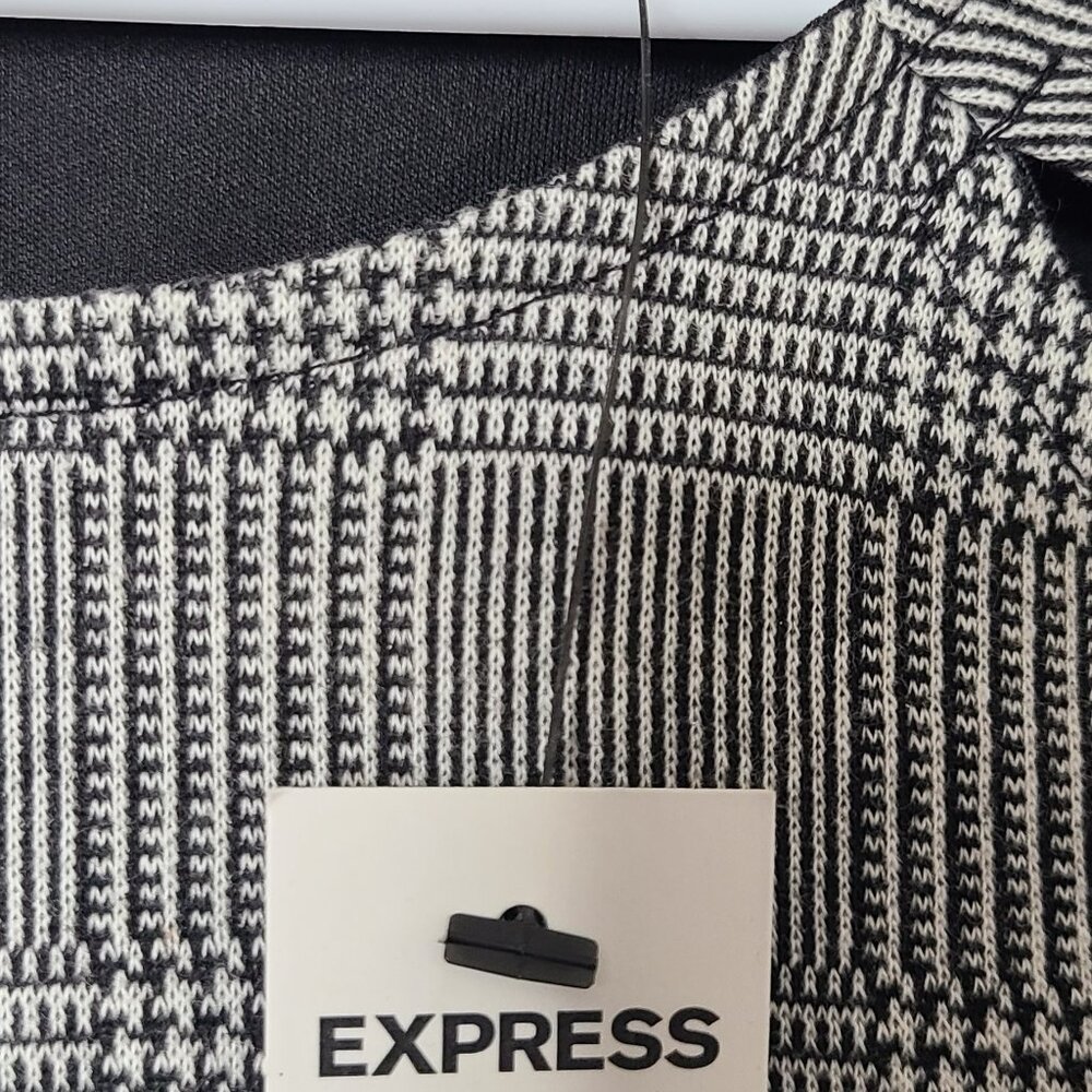 Express Gray Houndstooth Plaid Sheath Office Classic Business Dress Size XL - Picture 7 of 14